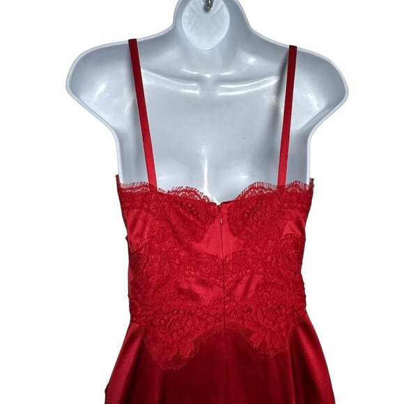 DOLCE & GABBANA Vintage Red Silk Satin lace slip dress size 38 US 4 midi Y2K - Picture 6 of 11